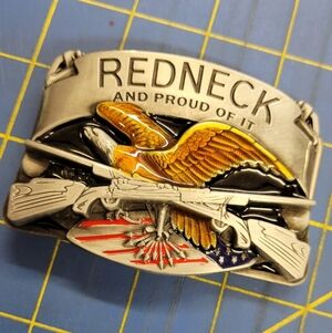 Western Buckle Unisex Brand New Redneck and proud of it Silver Tone